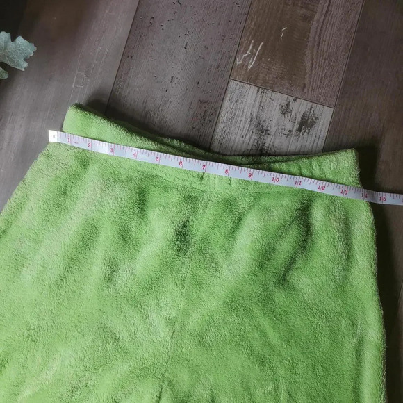 Vintage Lime Green Fuzzy Stirrup Pants Women's Size Small Microfiber - Picture 8 of 10